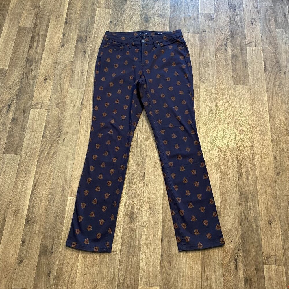 Charter Club Lexington Straight Women's Size 6 Navy Blue Shield Print Pants